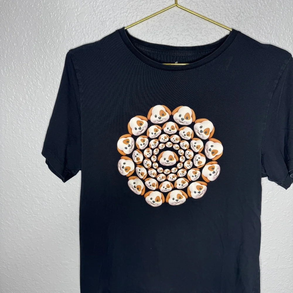 Rare Apple HQ Kaleidoscope dog Black t-shirt‎ Medium